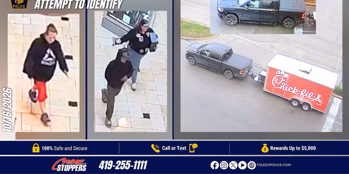 Toledo police search for suspects accused of stealing Chick-fil-A trailer